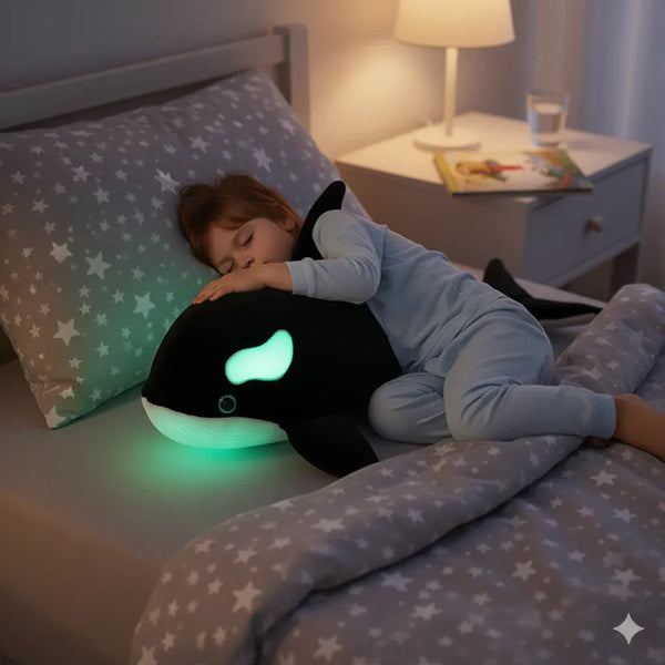 Großes Kuscheltier Nachtlicht Wal LED
