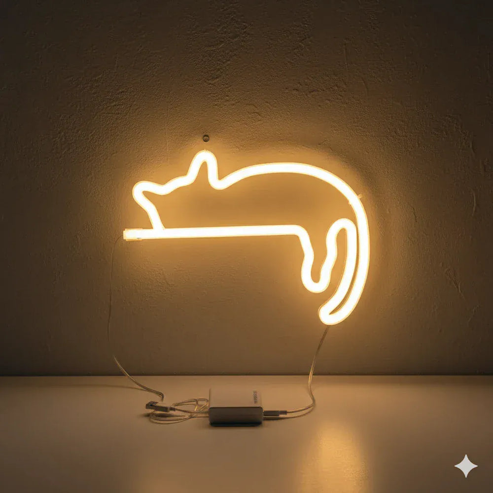 Neon Nachtlicht in Katzenform