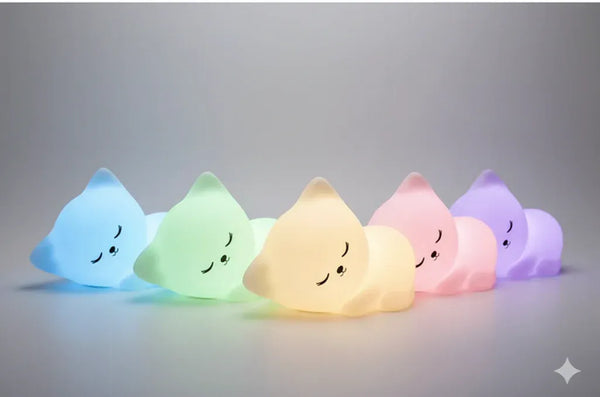 Nachtlicht LED Katze aus Silikon 7 Farben