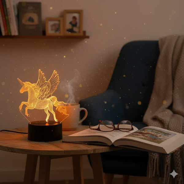Großes Nachtlicht Einhorn 3D 16 Farben mit Fernbedienung