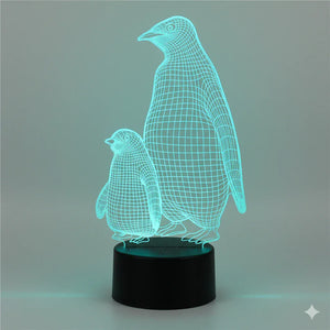 Nachtlicht Lampe Pinguin 3D mit Fernbedienung 16 Farben