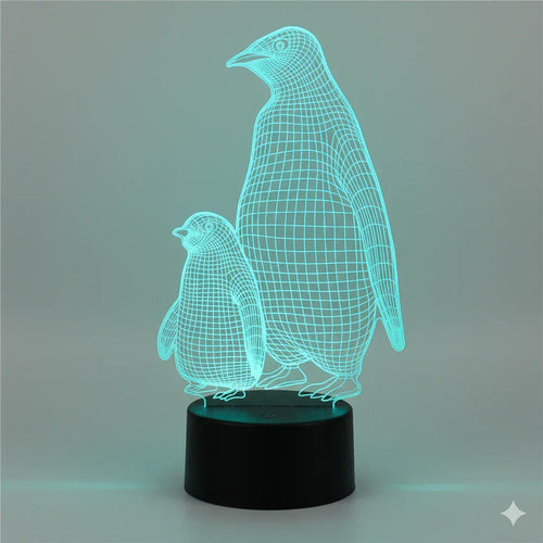 Nachtlicht Lampe Pinguin 3D mit Fernbedienung 16 Farben