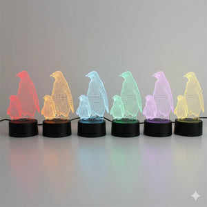 Nachtlicht Lampe Pinguin 3D mit Fernbedienung 16 Farben