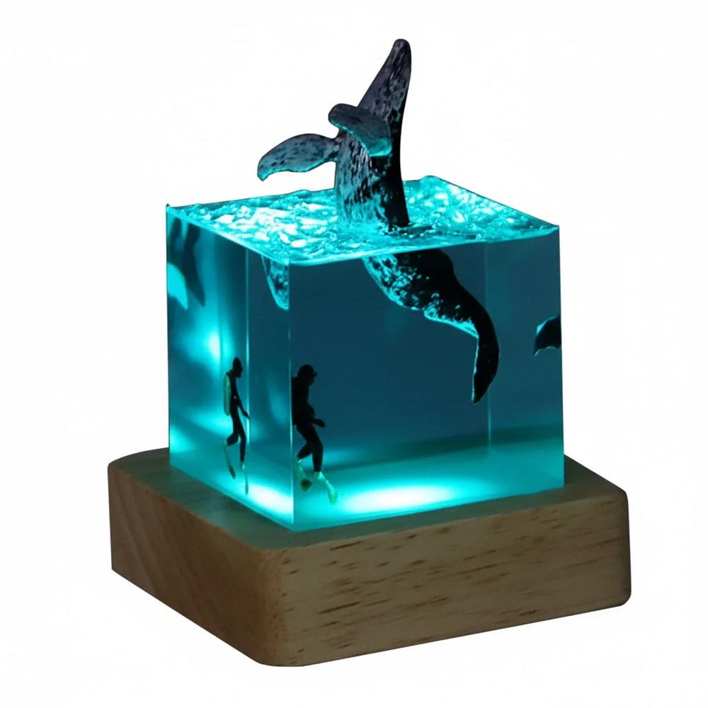 Baleine Bleue Veilleuse 3D en Résine