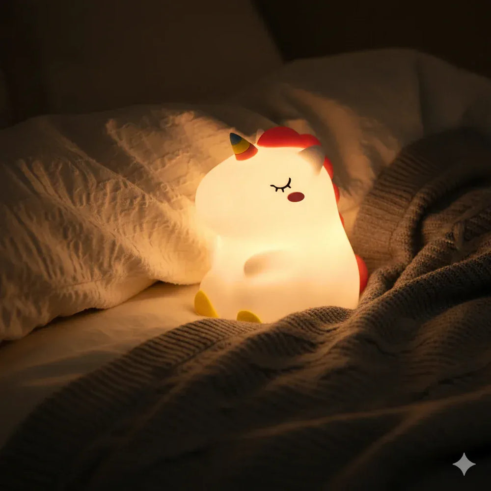 Kleines Nachtlicht Einhorn Wiederaufladbar aus Silikon