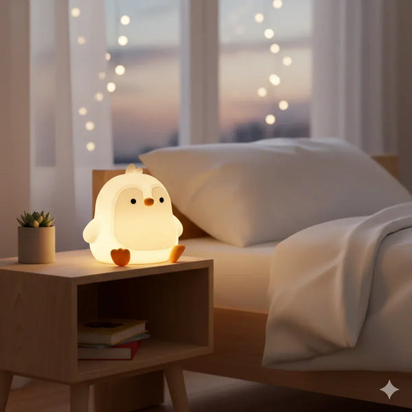 Lampe Pinguin Nachtlicht aus Silikon 7 Farben