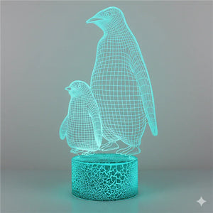 Nachtlicht Lampe Pinguin 3D mit Fernbedienung 16 Farben