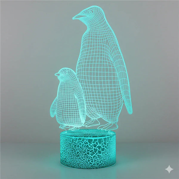 Nachtlicht Lampe Pinguin 3D mit Fernbedienung 16 Farben