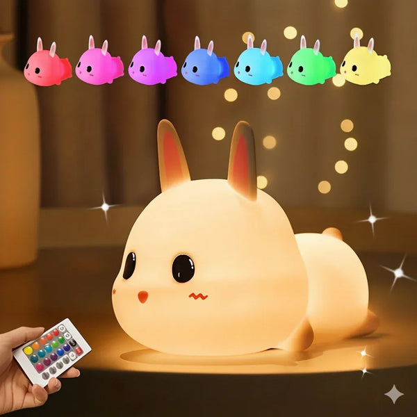 Kuscheltier Hase Nachtlicht aus Silikon 7 Farben