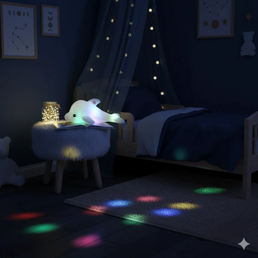 Coussin Lumineux en Peluche Doux en forme de Dauphin