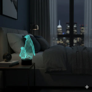 Nachtlicht Lampe Pinguin 3D mit Fernbedienung 16 Farben