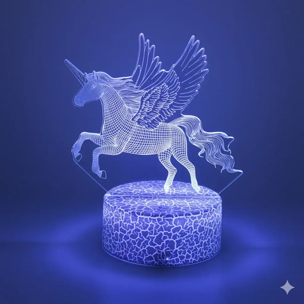 Großes Nachtlicht Einhorn 3D 16 Farben mit Fernbedienung