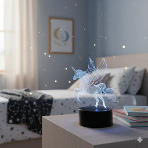 Großes Nachtlicht Einhorn 3D 16 Farben mit Fernbedienung