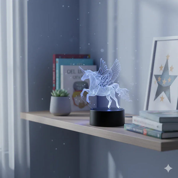 Großes Nachtlicht Einhorn 3D 16 Farben mit Fernbedienung