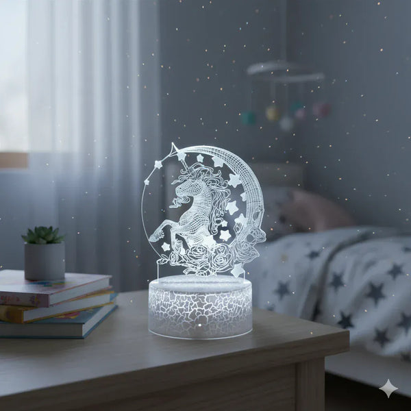 Nachtlicht Einhorn 3D 16 Farben mit Fernbedienung