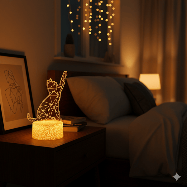 Nachtlicht Katze LED 3D 7 Farben