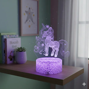 Großes 3D LED Einhorn Nachtlicht mit 16 Farben und Fernbedienung
