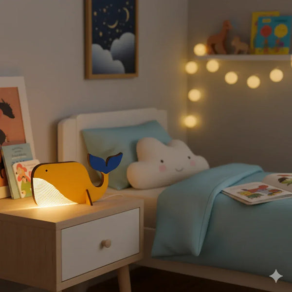 Nachtlicht Baby Wal aus Holz