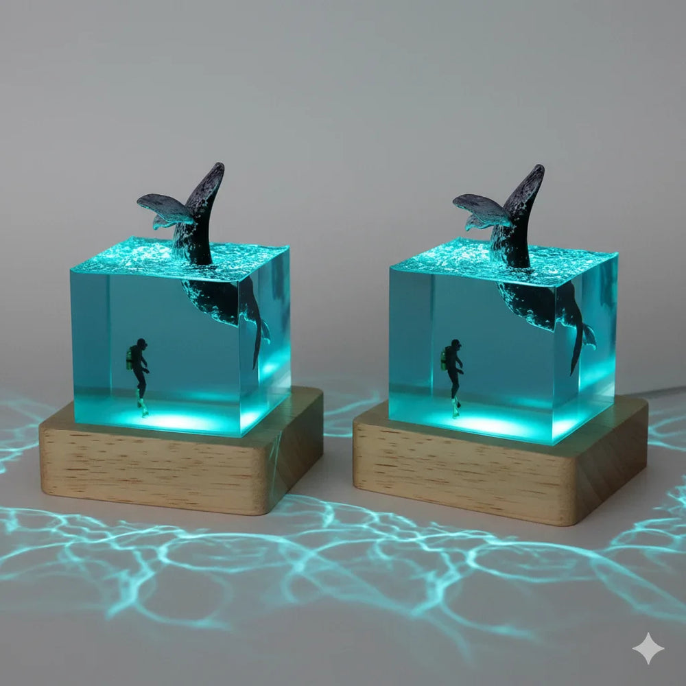 Baleine Bleue Veilleuse 3D en Résine