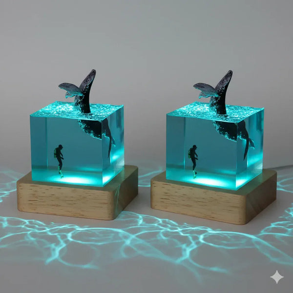 Blauwal Nachtlicht 3D aus Kunstharz