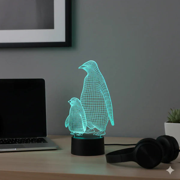 Nachtlicht Lampe Pinguin 3D mit Fernbedienung 16 Farben