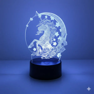 Nachtlicht Einhorn 3D 16 Farben mit Fernbedienung