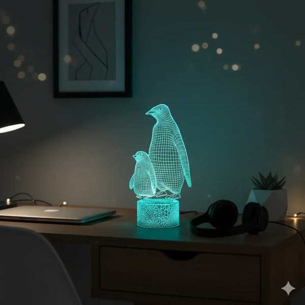 Nachtlicht Lampe Pinguin 3D mit Fernbedienung 16 Farben