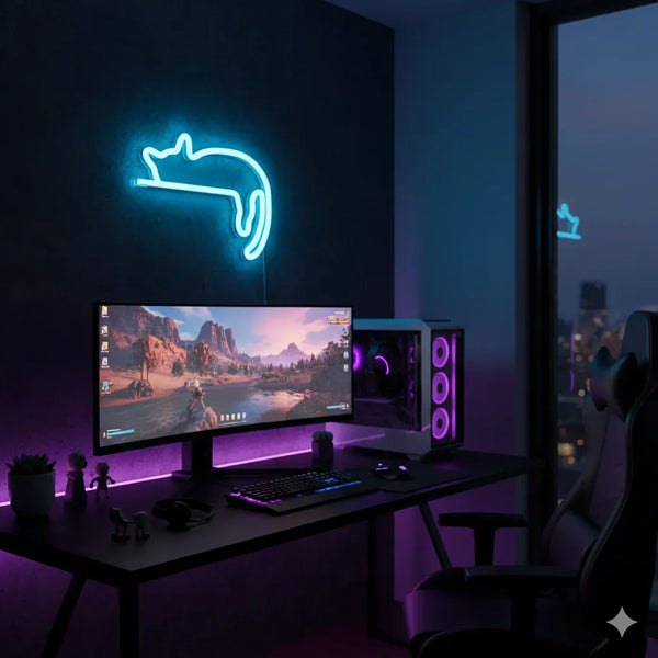 Neon Nachtlicht in Katzenform
