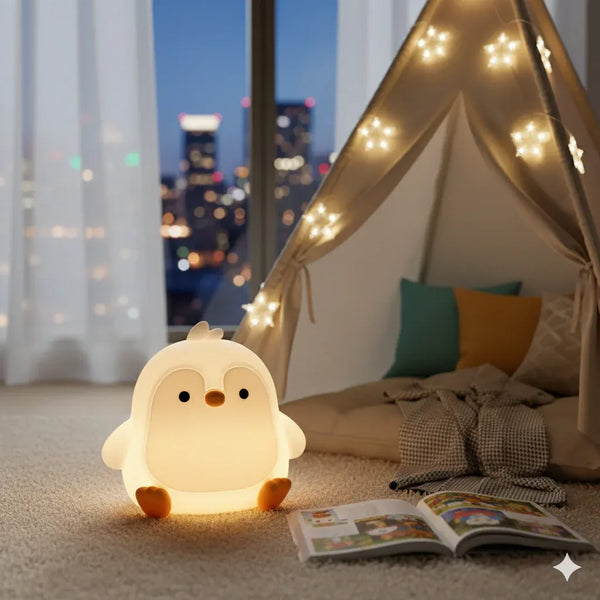 Lampe Pinguin Nachtlicht aus Silikon 7 Farben