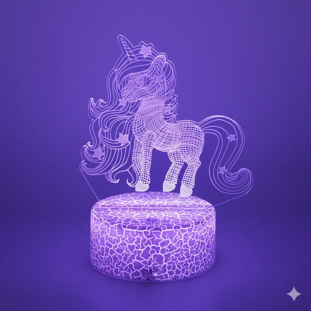 Grande Veilleuse Licorne 3D 16 Couleurs avec Télécommande