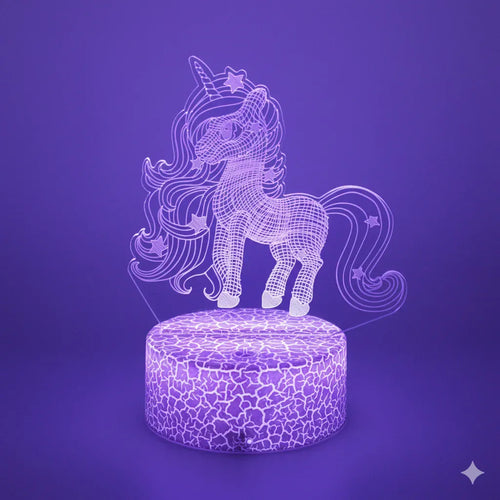 Großes 3D LED Einhorn Nachtlicht mit 16 Farben und Fernbedienung
