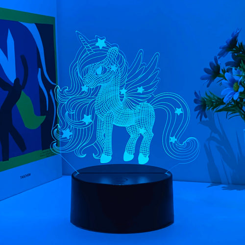 Einhorn Nachtlicht 3D 7 Farben aus Acryl