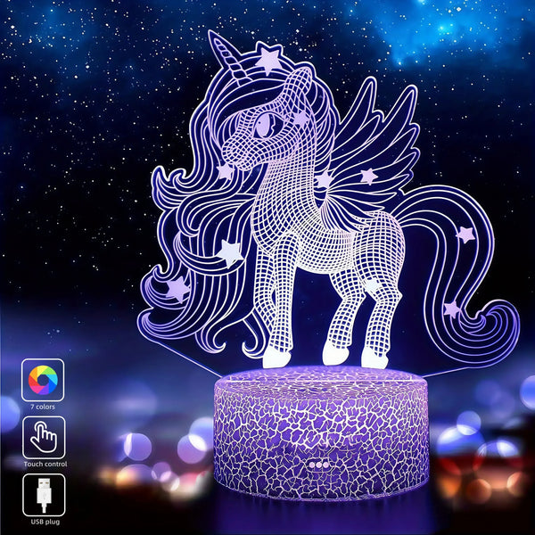 Einhorn Nachtlicht 3D 7 Farben aus Acryl