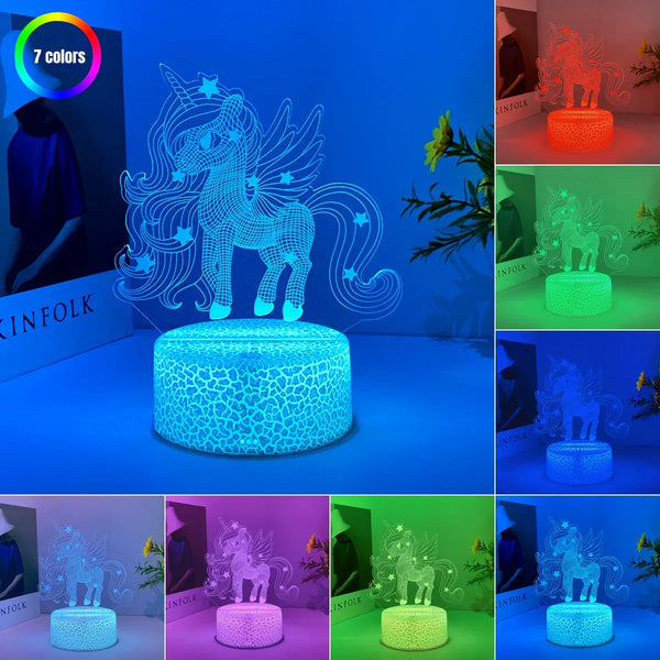 Einhorn Nachtlicht 3D 7 Farben aus Acryl