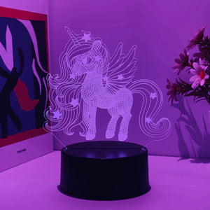 Einhorn Nachtlicht 3D 7 Farben aus Acryl