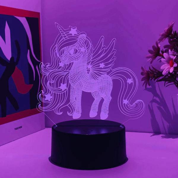 Einhorn Nachtlicht 3D 7 Farben aus Acryl