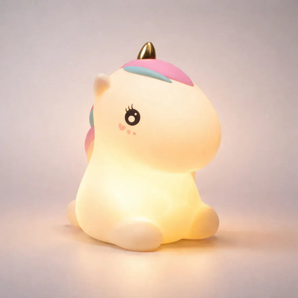 Buntes Nachtlicht Einhorn LED, aus Silikon, Wiederaufladbar per USB