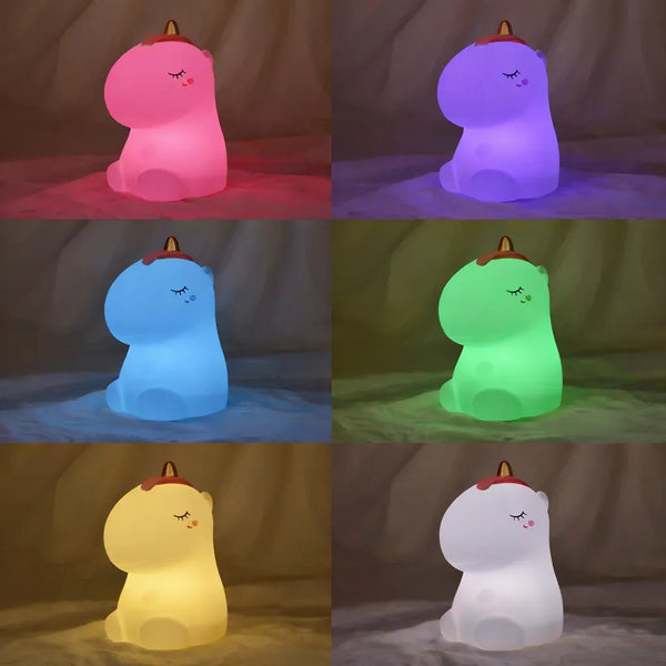 Buntes Nachtlicht Einhorn LED, aus Silikon, Wiederaufladbar per USB