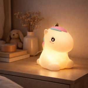 Buntes Nachtlicht Einhorn LED, aus Silikon, Wiederaufladbar per USB