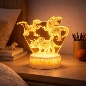 Nachtlicht Lampe LED mit 3 Dinosauriern 3D für Kinder