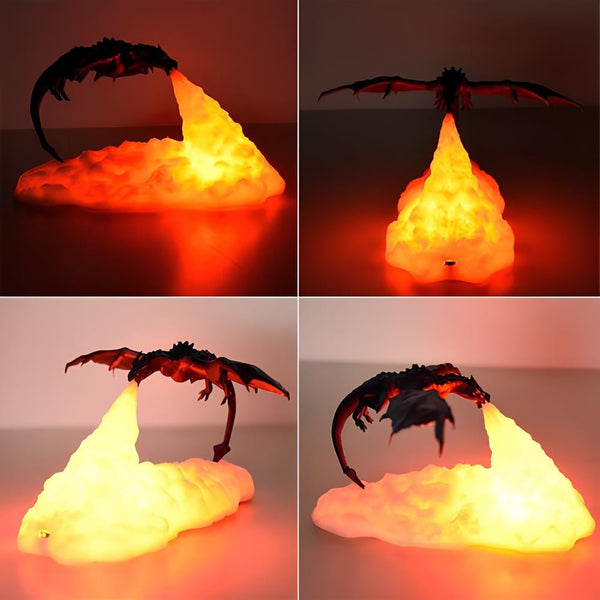 Nachtlicht 3D-Gedruckt in Drachen-Dinosaurier-Form